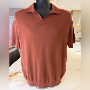 Reiss Men's Copper Polo Shirt L